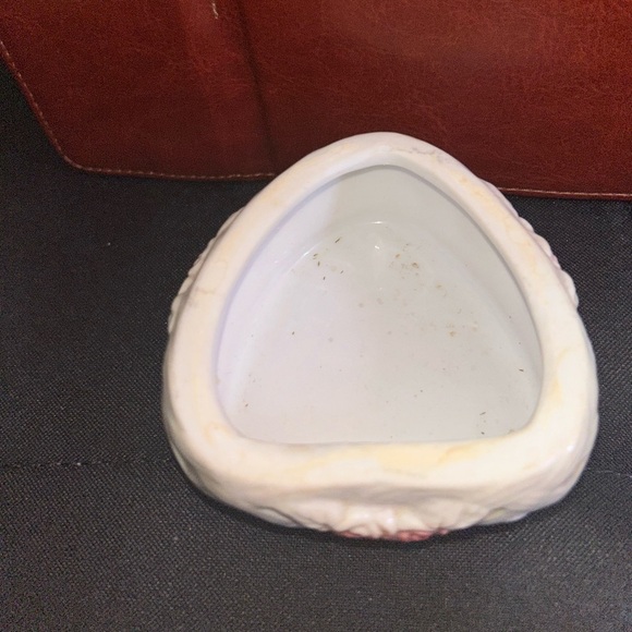 Vintage Lusterware Pink White Two Cat Kitten Heart Shaped Trinket Vanity Box - Picture 3 of 5